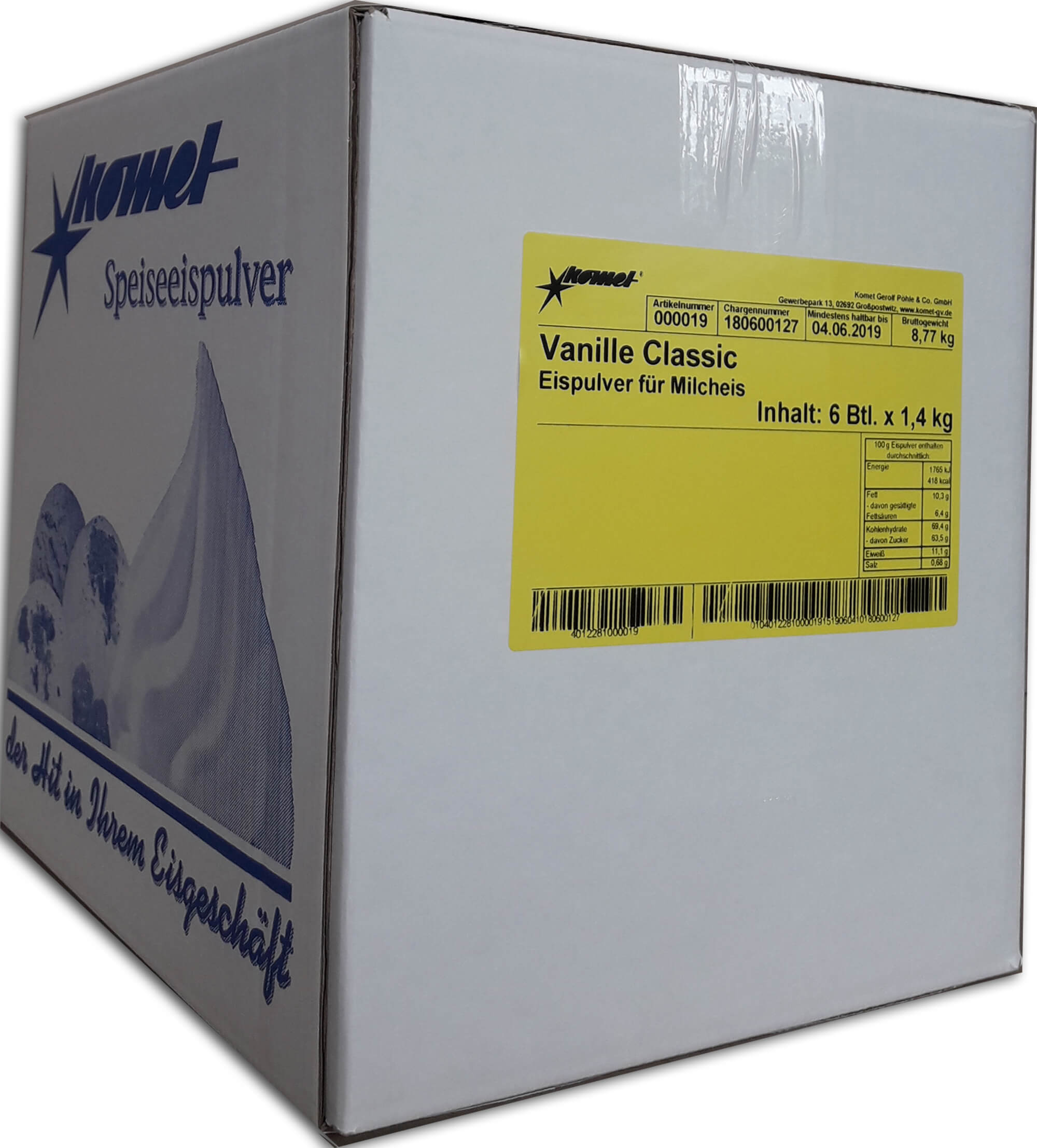 Komet Vanille Classic - Karton mit 8,4 Kilogramm