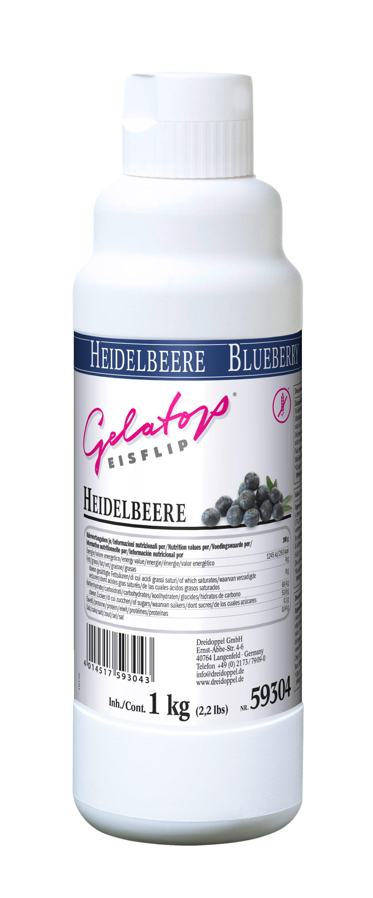 3 Doppel Heidelbeer Flip 59304 - Flasche mit 1 Kilogramm