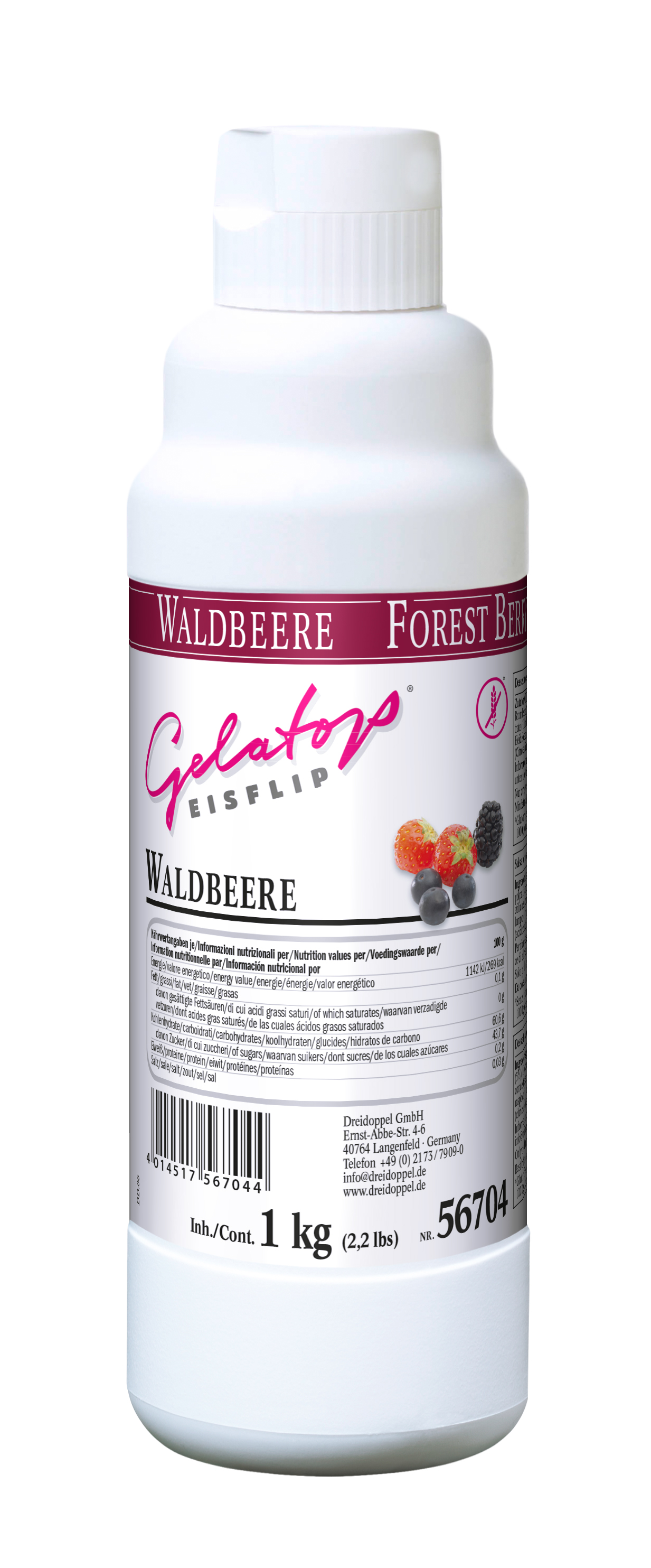 3 Doppel Waldbeer Eis Flip 567 - Flasche mit 1 Kilogramm
